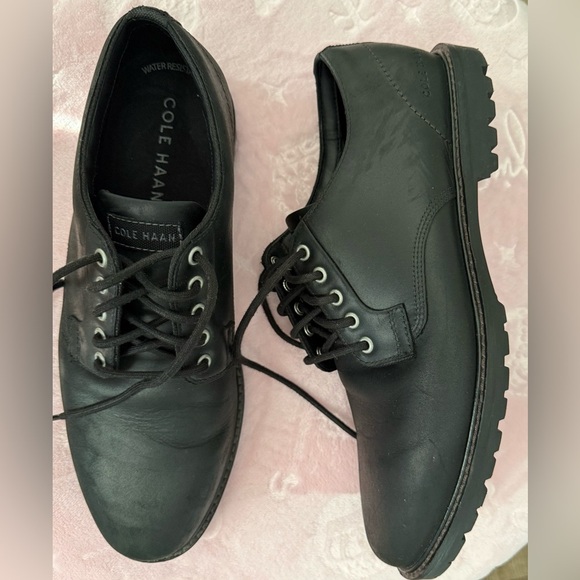 COLE HANN BLACK LEATHER OXFORDS SIZE: 9.5 - Picture 7 of 9